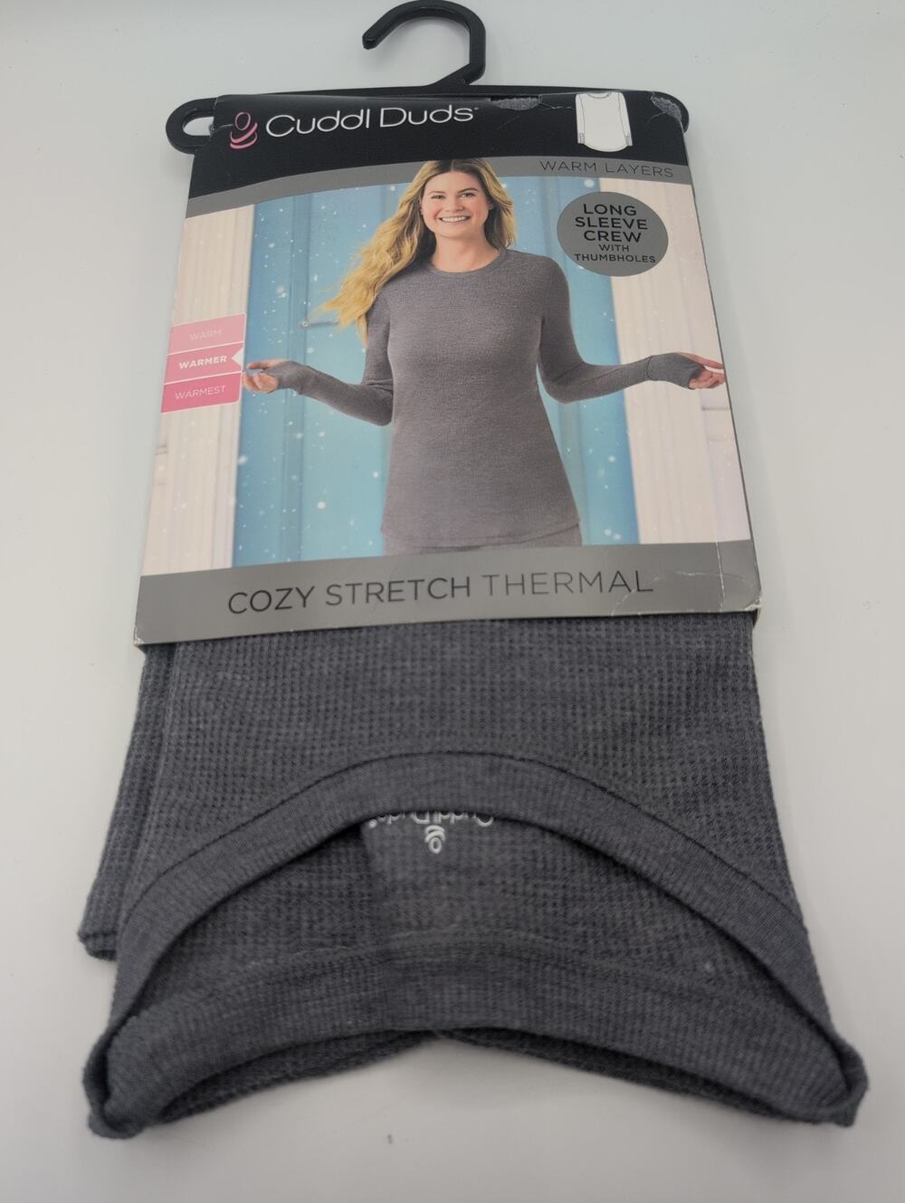 Cuddl Duds women's stretch thermal long sleeve crew top size Large 14-16 Grey